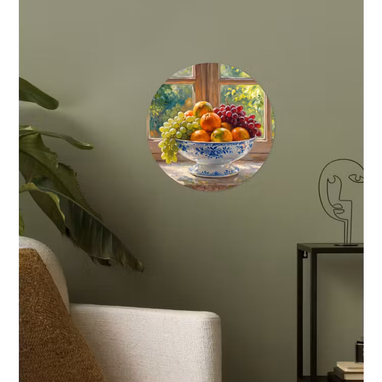 Wallpaper Circle - Fruit - Windowsill - Nature - Fruit - Vensterbank - Natuur Wandcirkel behangsticker klein