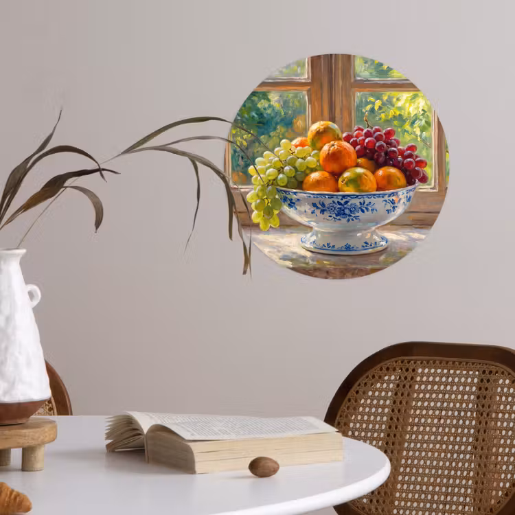 Wallpaper Circle - Fruit - Windowsill - Nature - Fruit - Vensterbank - Natuur Wandcirkel behangsticker klein