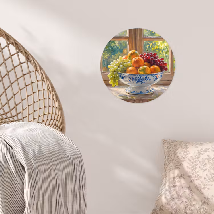 Wallpaper Circle - Fruit - Windowsill - Nature - Fruit - Vensterbank - Natuur Wandcirkel behangsticker klein
