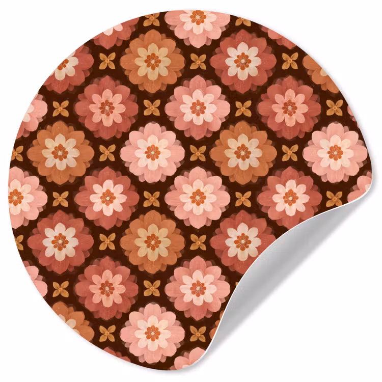 Geometrisch - Bloemen - Kleurrijk Wandcirkel behangsticker klein 186 -3d