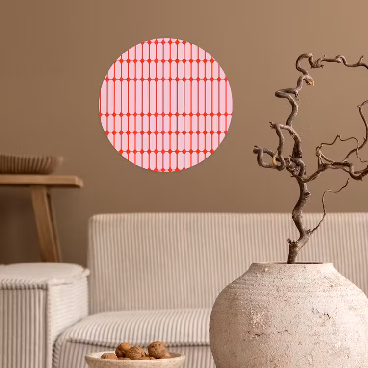 Geometrisch - Minimalistisch - Rood - Roze Wandcirkel behangsticker klein 186 -sfeer1