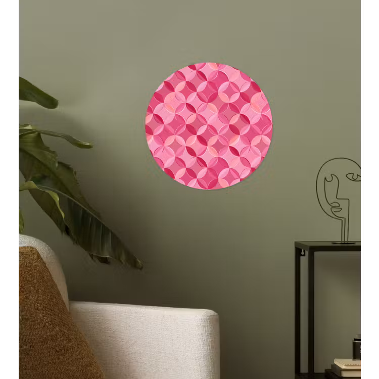 Geometrisch - Mozaïek - Modern - Roze Wandcirkel behangsticker klein 186 -sfeer2