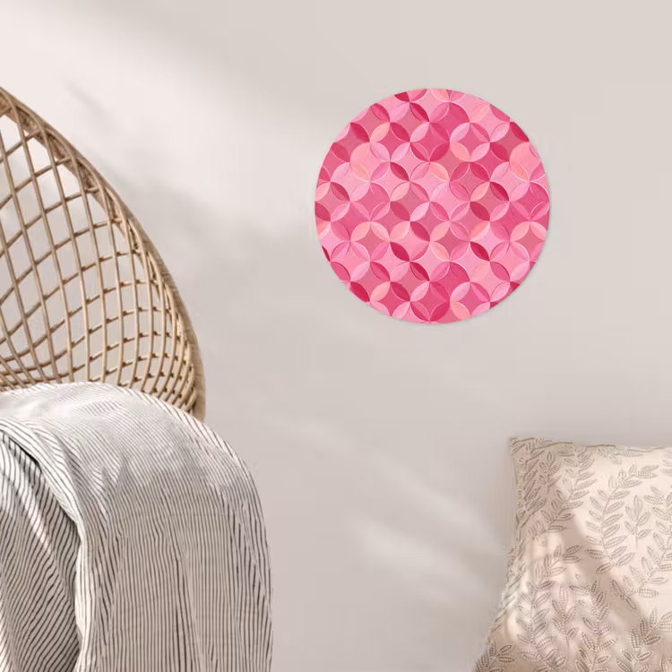 Geometrisch - Mozaïek - Modern - Roze Wandcirkel behangsticker klein 186 -sfeer4