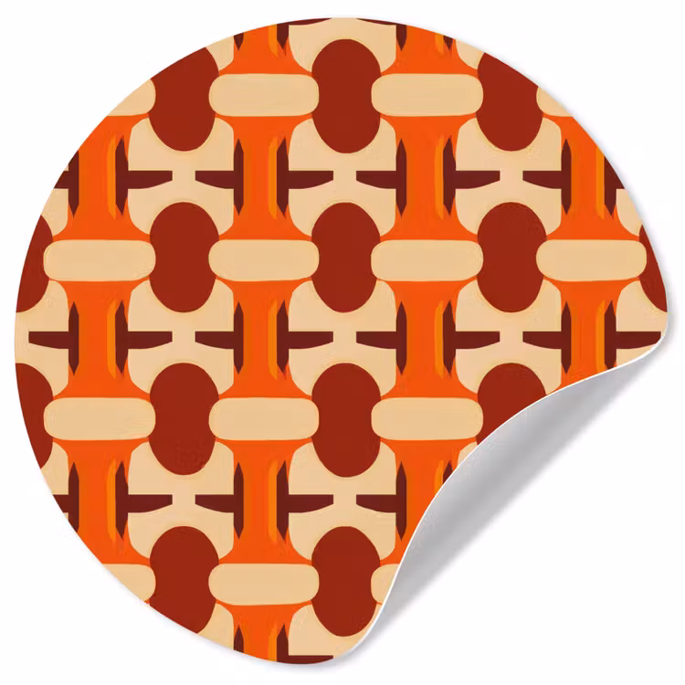 Geometrisch - Retro - Oranje Wandcirkel behangsticker klein 186 -3d