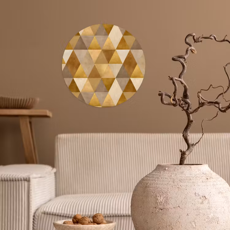 Geometrisch - Driehoek - Goud Wandcirkel behangsticker klein 186 -sfeer1