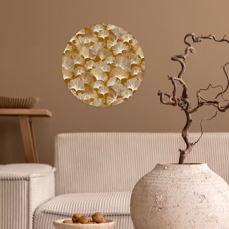 Ginkgo - Bladeren - Goud Wandcirkel behangsticker klein 186 -sfeer1