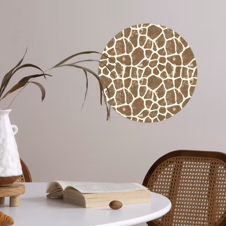 Giraf - Klassiek - Bruin Wandcirkel behangsticker klein 186 -sfeer3