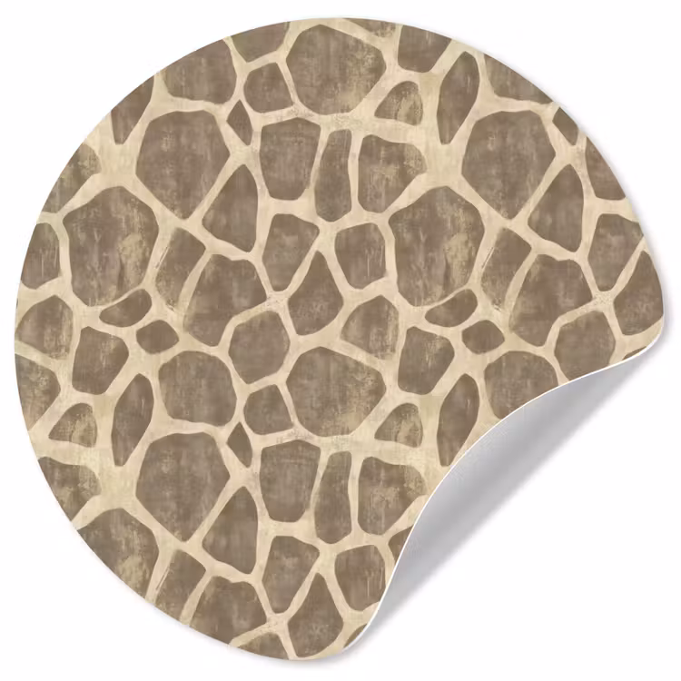 Giraf - Patroon - Beige - Bruin Wandcirkel behangsticker klein 186 -3d