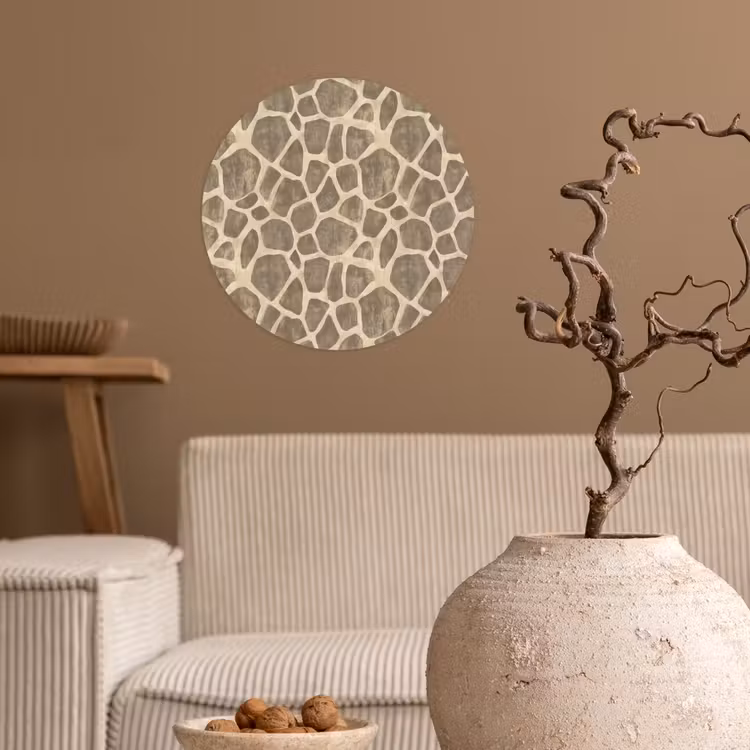 Giraf - Patroon - Beige - Bruin Wandcirkel behangsticker klein 186 -sfeer1