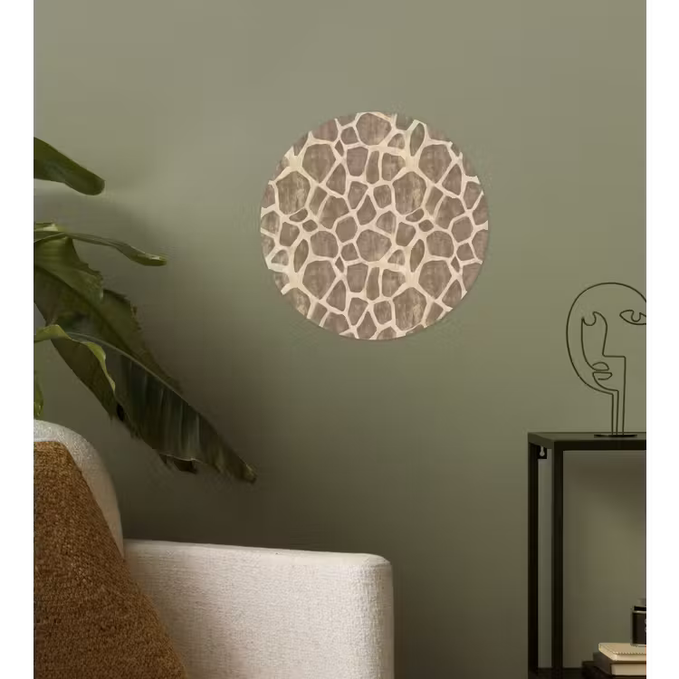 Giraf - Patroon - Beige - Bruin Wandcirkel behangsticker klein 186 -sfeer2