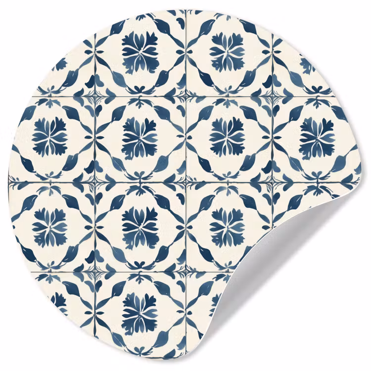 Grafisch - Tegel - Blauw Wandcirkel behangsticker klein 186 -3d