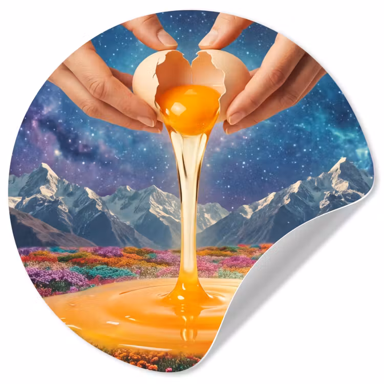 Wallpaper Circle - Hands - Egg - Surrealism - Handen - Ei - Surrealisme Wandcirkel behangsticker klein