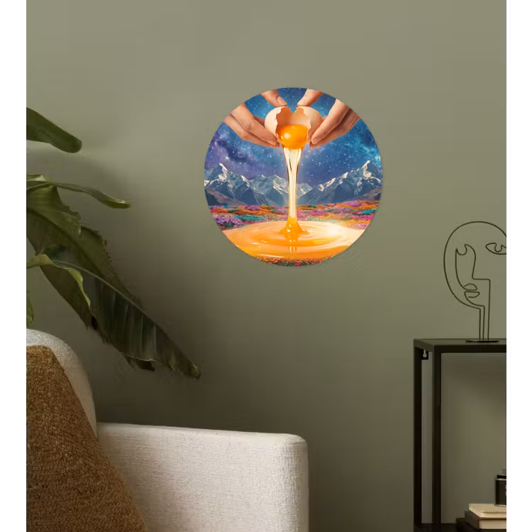 Wallpaper Circle - Hands - Egg - Surrealism - Handen - Ei - Surrealisme Wandcirkel behangsticker klein