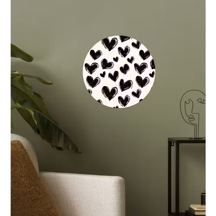 Hartjes - Patroon - Zwart Wandcirkel behangsticker klein 186 -sfeer2
