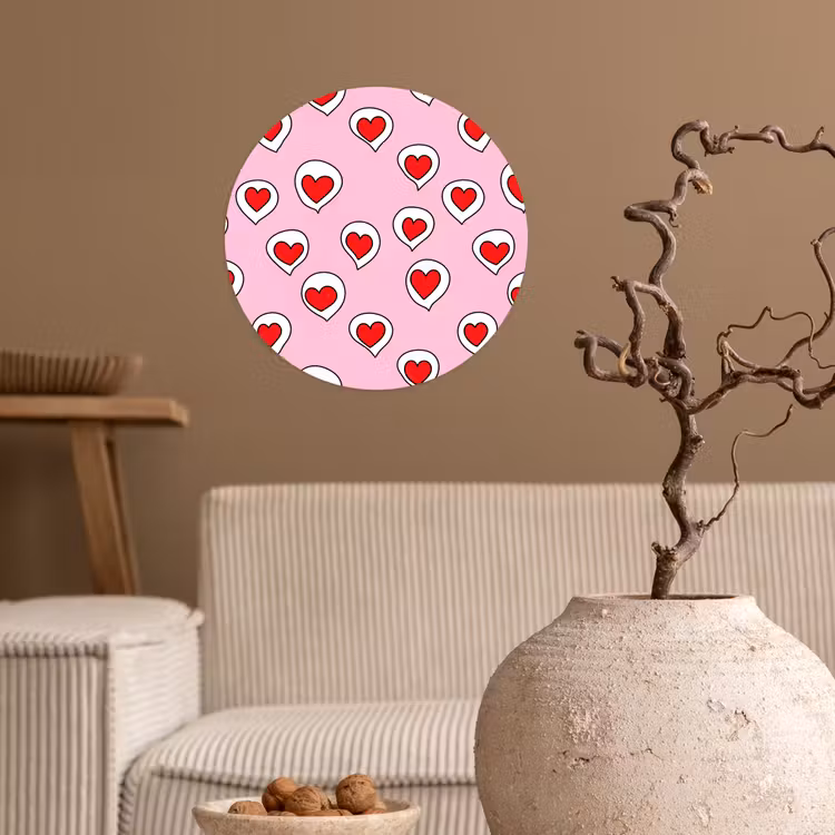 Hartjes - Patroon - Rood Wandcirkel behangsticker klein 186 -sfeer1