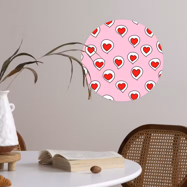Hartjes - Patroon - Rood Wandcirkel behangsticker klein 186 -sfeer3