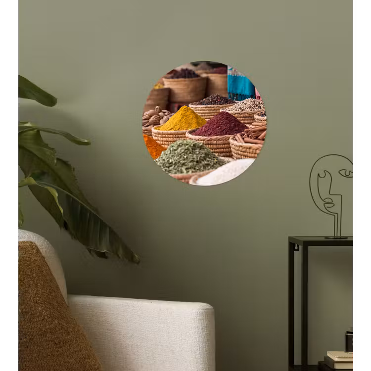 Wallpaper Circle - Herbs - Baskets - Oriental - Kruiden - Manden - Oosters Wandcirkel behangsticker klein