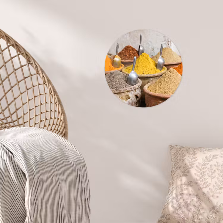 Wallpaper Circle - Herbs - Jars - Asian - Kruiden - Potten - Oosters Wandcirkel behangsticker klein