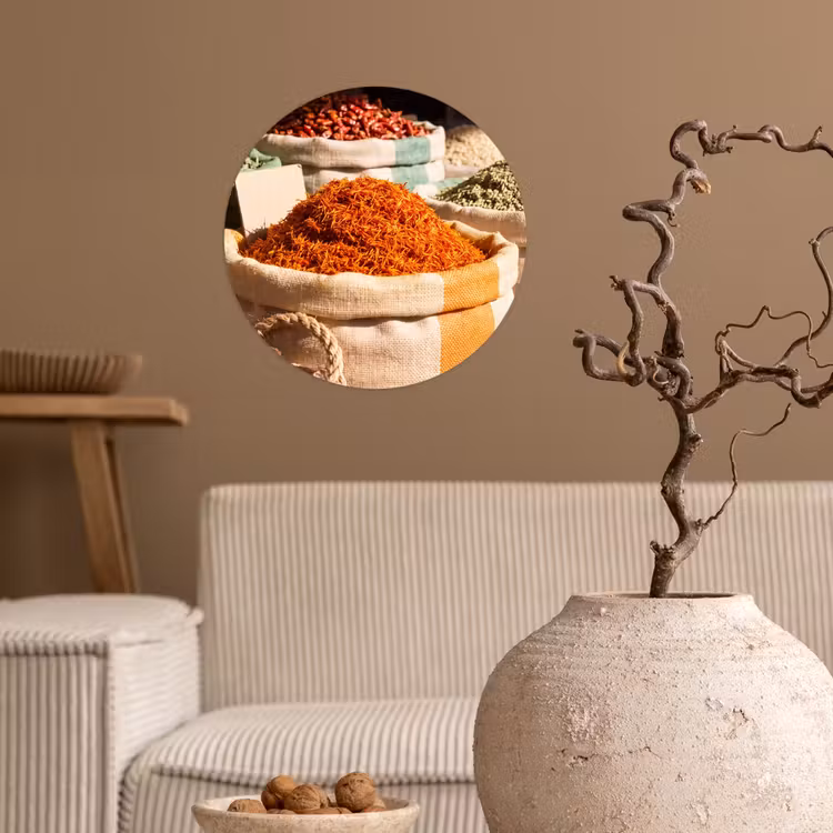 Wallpaper Circle - Herbs - Market - Colorful - Kruiden - Markt - Kleurrijk Wandcirkel behangsticker klein