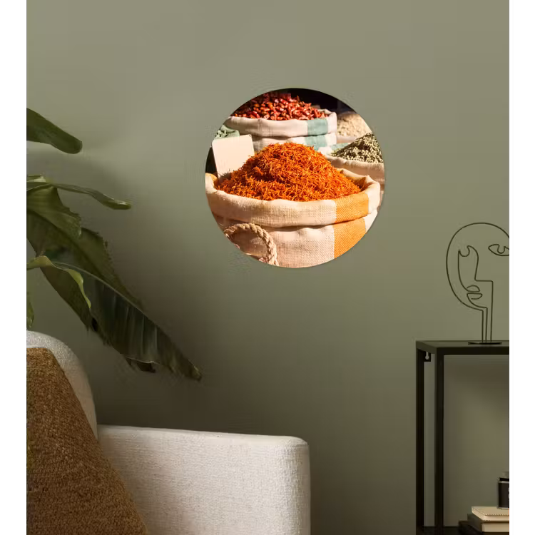 Wallpaper Circle - Herbs - Market - Colorful - Kruiden - Markt - Kleurrijk Wandcirkel behangsticker klein