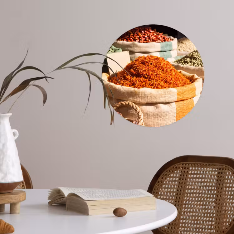 Wallpaper Circle - Herbs - Market - Colorful - Kruiden - Markt - Kleurrijk Wandcirkel behangsticker klein