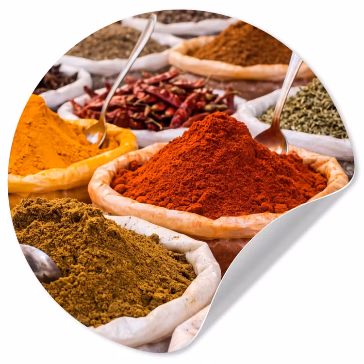 Wallpaper Circle - Herbs - Market - Food - Kruiden - Markt - Eten Wandcirkel behangsticker klein