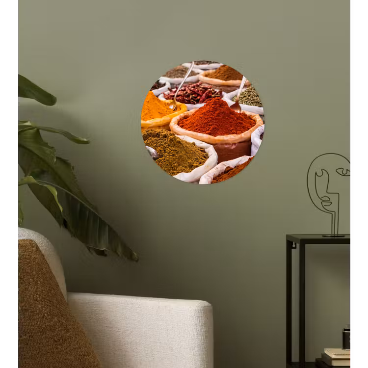 Wallpaper Circle - Herbs - Market - Food - Kruiden - Markt - Eten Wandcirkel behangsticker klein