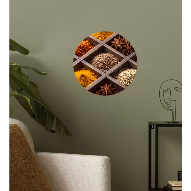 Wallpaper Circle - Herbs - Wood - Food - Kruiden - Houten - Eten Wandcirkel behangsticker klein