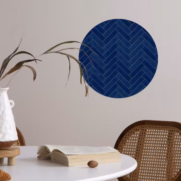 Visgraat - Wandtegel - Donkerblauw - Navy Blue Wandcirkel behangsticker klein 186 -sfeer3