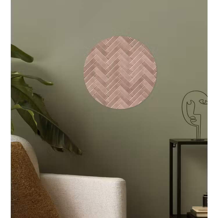 Visgraat - Wandtegel - Oudroze - Terracotta Wandcirkel behangsticker klein 186 -sfeer2