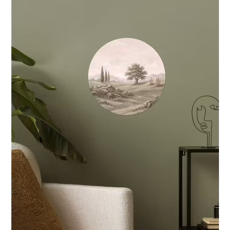 Heuvellandschap - Bomen - Natuur - Groen Wandcirkel behangsticker klein -sfeer2