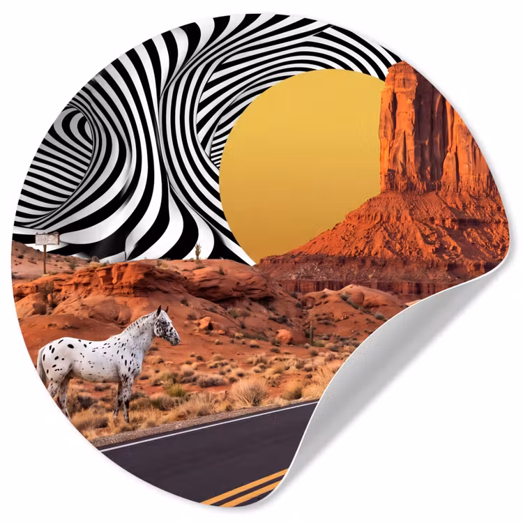 Wallpaper Circle - Horse - Desert - Nature - Paard - Woestijn - Natuur Wandcirkel behangsticker klein