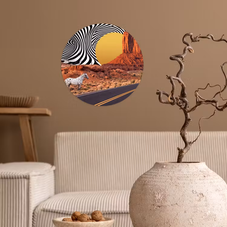 Wallpaper Circle - Horse - Desert - Nature - Paard - Woestijn - Natuur Wandcirkel behangsticker klein