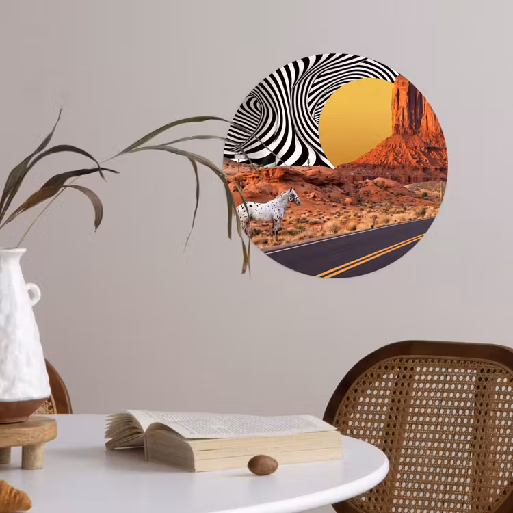 Wallpaper Circle - Horse - Desert - Nature - Paard - Woestijn - Natuur Wandcirkel behangsticker klein