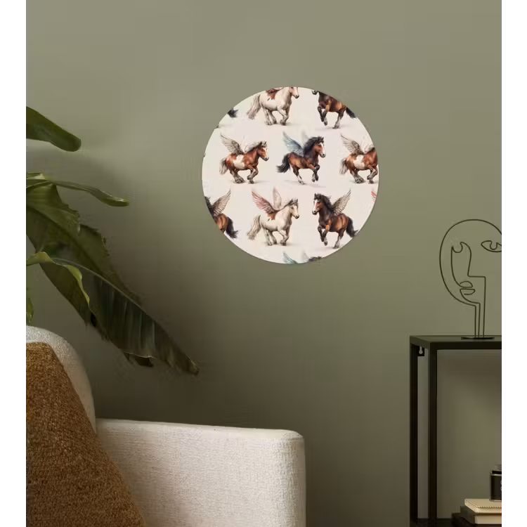 Paarden - Vleugels - Kleurrijk Wandcirkel behangsticker klein 186 -sfeer2