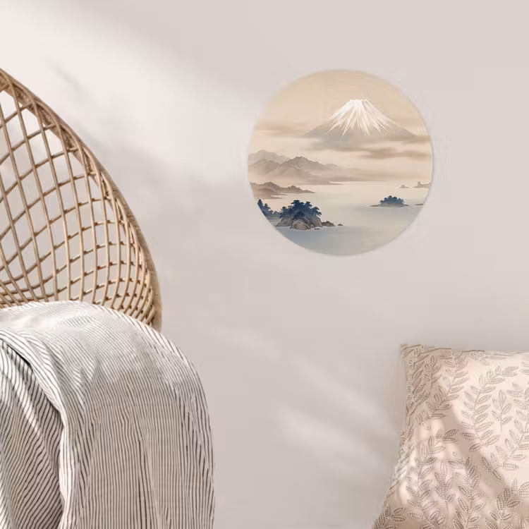 Japans - Landschap - Beige Wandcirkel behangsticker klein -sfeer4