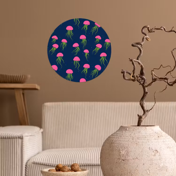 Kwallen - Diepzee - Neon Wandcirkel behangsticker klein 186 -sfeer1