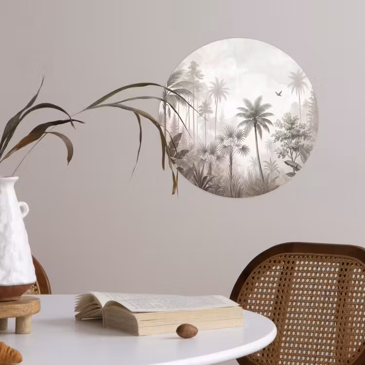 Jungle - Palmbomen - Natuur Wandcirkel behangsticker klein -sfeer3