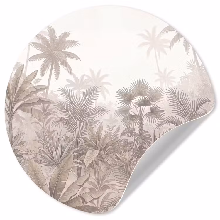 Jungle - Tropisch - Natuur -Vintage - Beige Wandcirkel behangsticker klein -3d