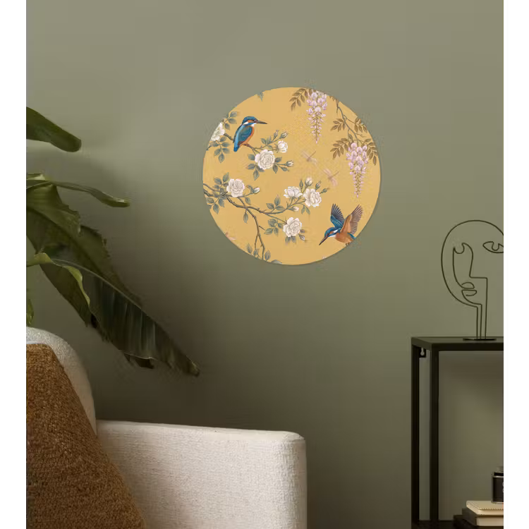 IJsvogels - Bloesem - Geel Wandcirkel behangsticker klein -sfeer2