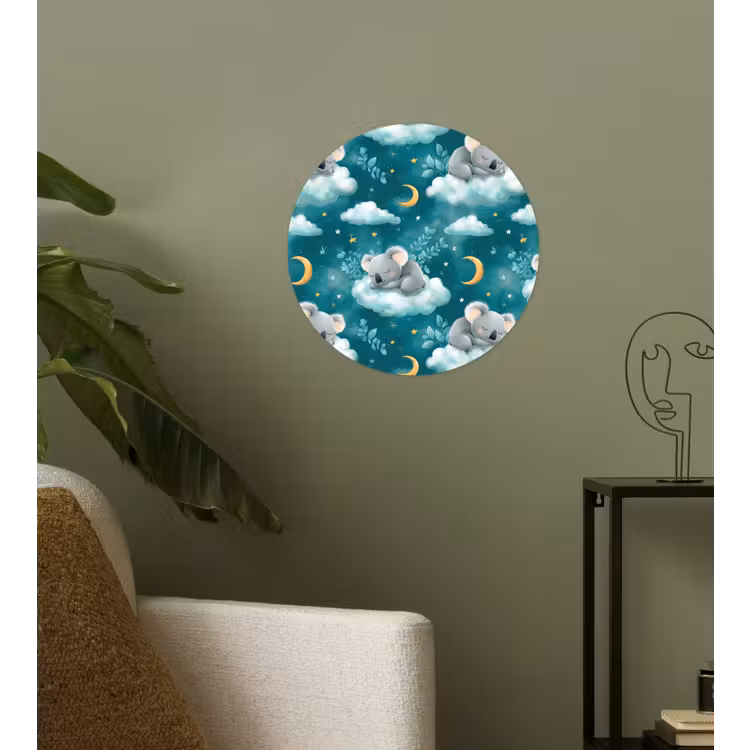 Koala's - Betoverend - Blauw Wandcirkel behangsticker klein 186 -sfeer2