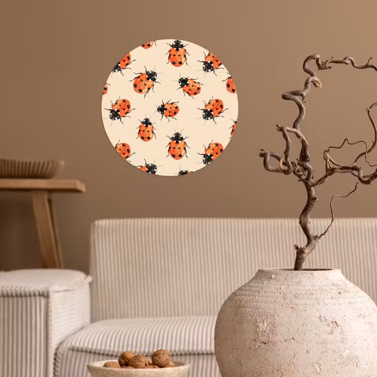 Lieveheersbeestjes - Patroon - Rood Wandcirkel behangsticker klein 186 -sfeer1