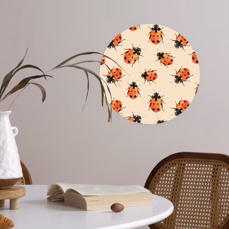 Lieveheersbeestjes - Patroon - Rood Wandcirkel behangsticker klein 186 -sfeer3