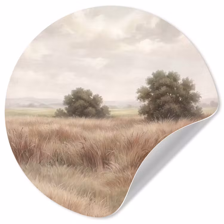 Landschap - Minimalistisch - Beige Wandcirkel behangsticker klein -3d