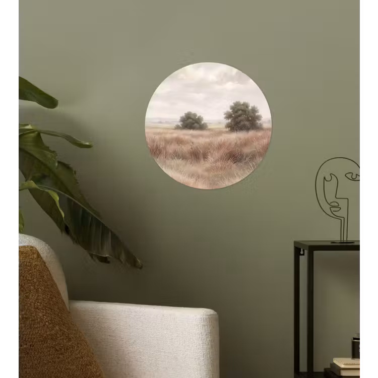 Landschap - Minimalistisch - Beige Wandcirkel behangsticker klein -sfeer2