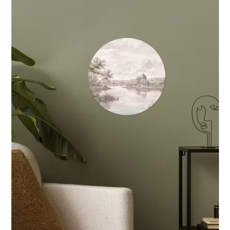 Landschap - Water - Natuur - Sepia Wandcirkel behangsticker klein -sfeer2