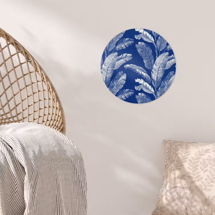 Blad - Palm - Blauw Wandcirkel behangsticker klein 186 -sfeer4
