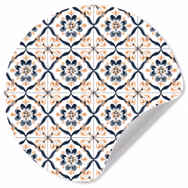 Bladvorm - Patroon - Kleurrijk Wandcirkel behangsticker klein 186 -3d