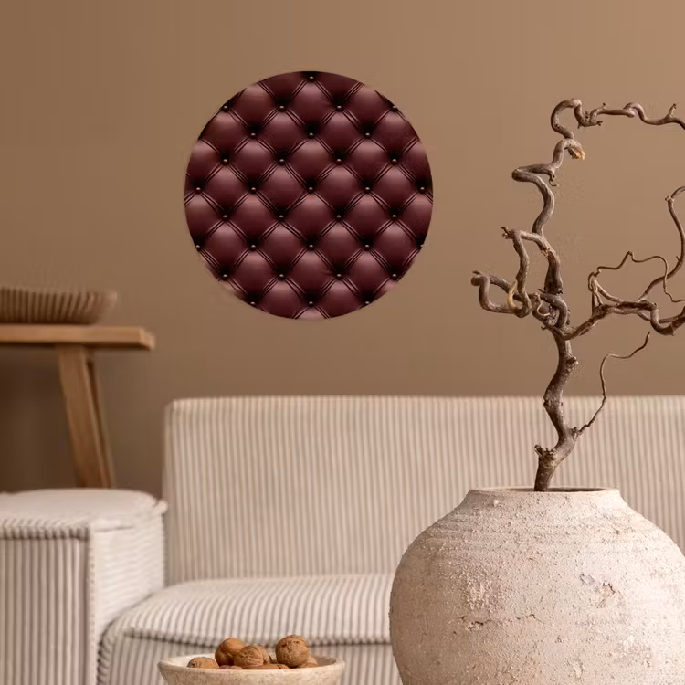 Leer - Patroon - Bordeaux Wandcirkel behangsticker klein 186 -sfeer1