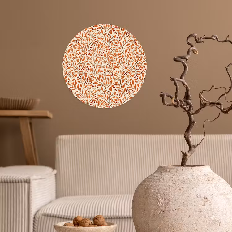 Bladeren - Botanisch  - Terracotta Wandcirkel behangsticker klein 186 -sfeer1